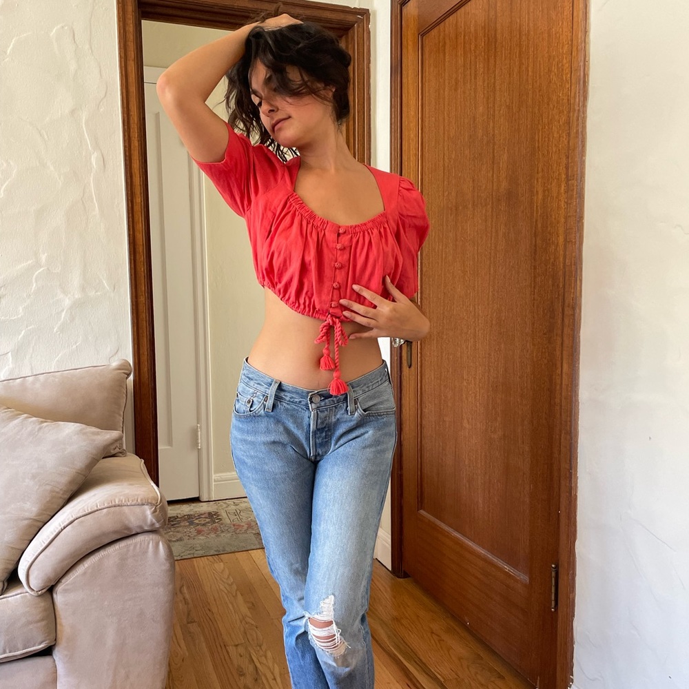 Free people linen crop top